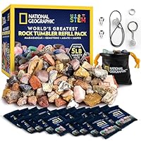 NATIONAL GEOGRAPHIC Trommelstein Nachfüllset – 2,26 kg Mischung aus Steinen & Roh-Edelsteinen zum Trommeln, Steinschleif Zubehör, Schleif- und Polierpulver Nachfüllpack