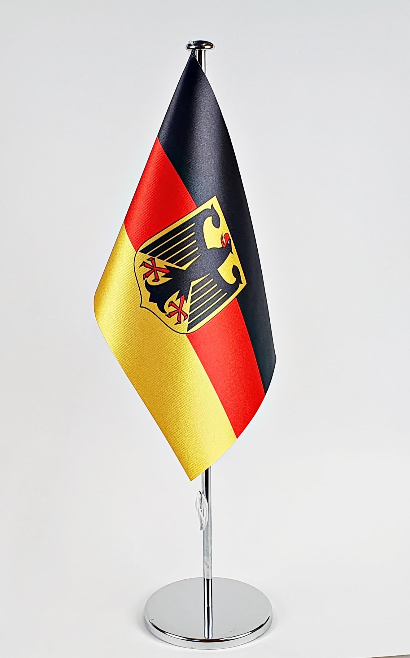 Tischflagge Deutschland mit Adler 15x25cm mit Chrom Ständer edle Ausführung