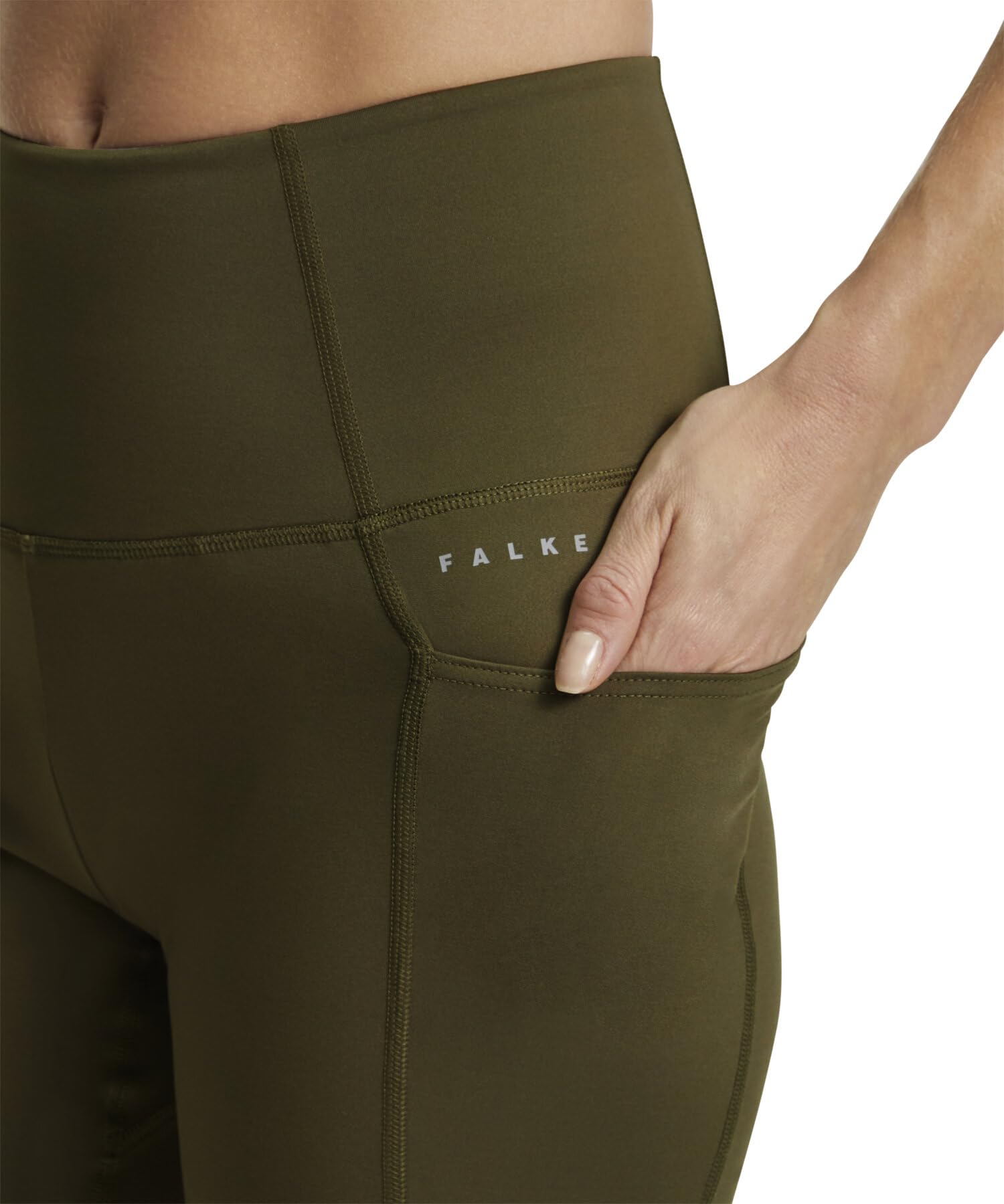 FALKE Damen CORE Short Sporthose Funktionshose hohe Taille druckfreier Komfortbund reflektierend kurz elastisch bequem atmungsaktives schnelltrocknendes nachhaltiges Funktionsmaterial 1 Stück