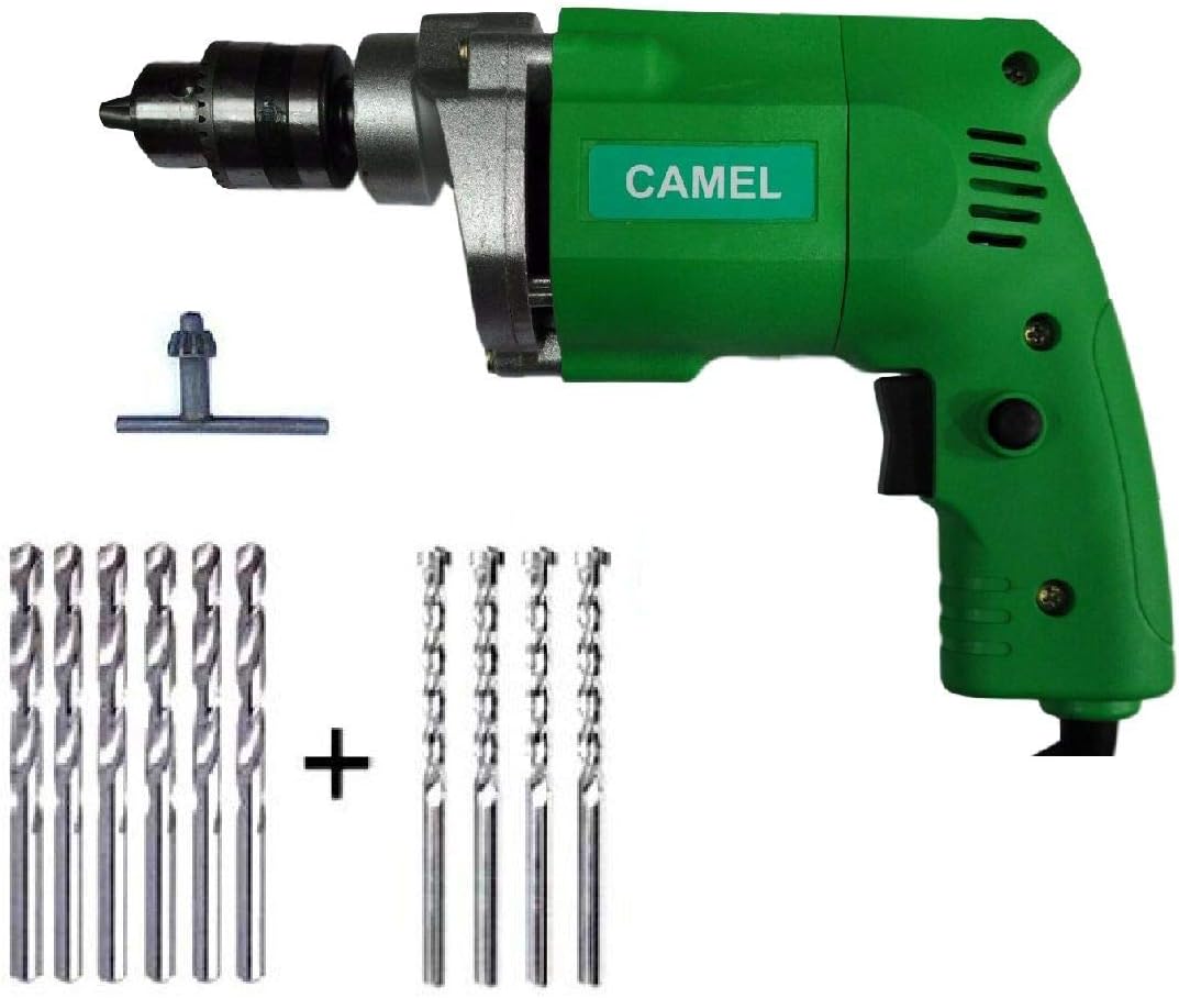 CAMEL 10mm Drill Machine with 6 HSS + 4 Masonry Drill Bits