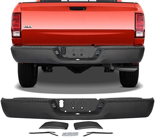Parachoques de escalón trasero compatible con Dodge Ram 1500 2009-2018 y Ram 2500 3500 2010-2012, parachoques trasero negro sin orificios para