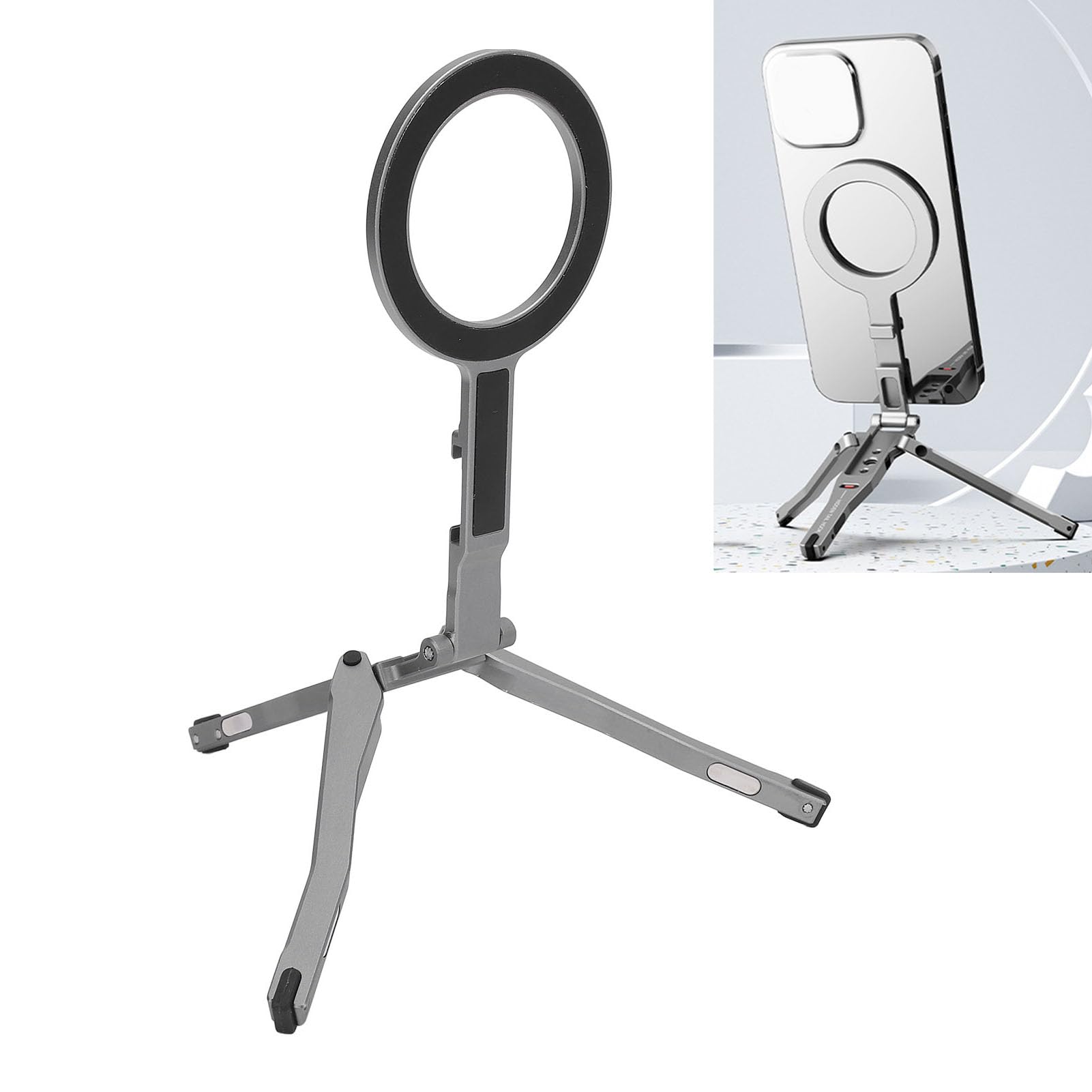 Generic Teléfono Magnético Trípode Plegable, Aleación de Aluminio Compact Compact Flexible Selfie Stick Trípode para Grabación de Video