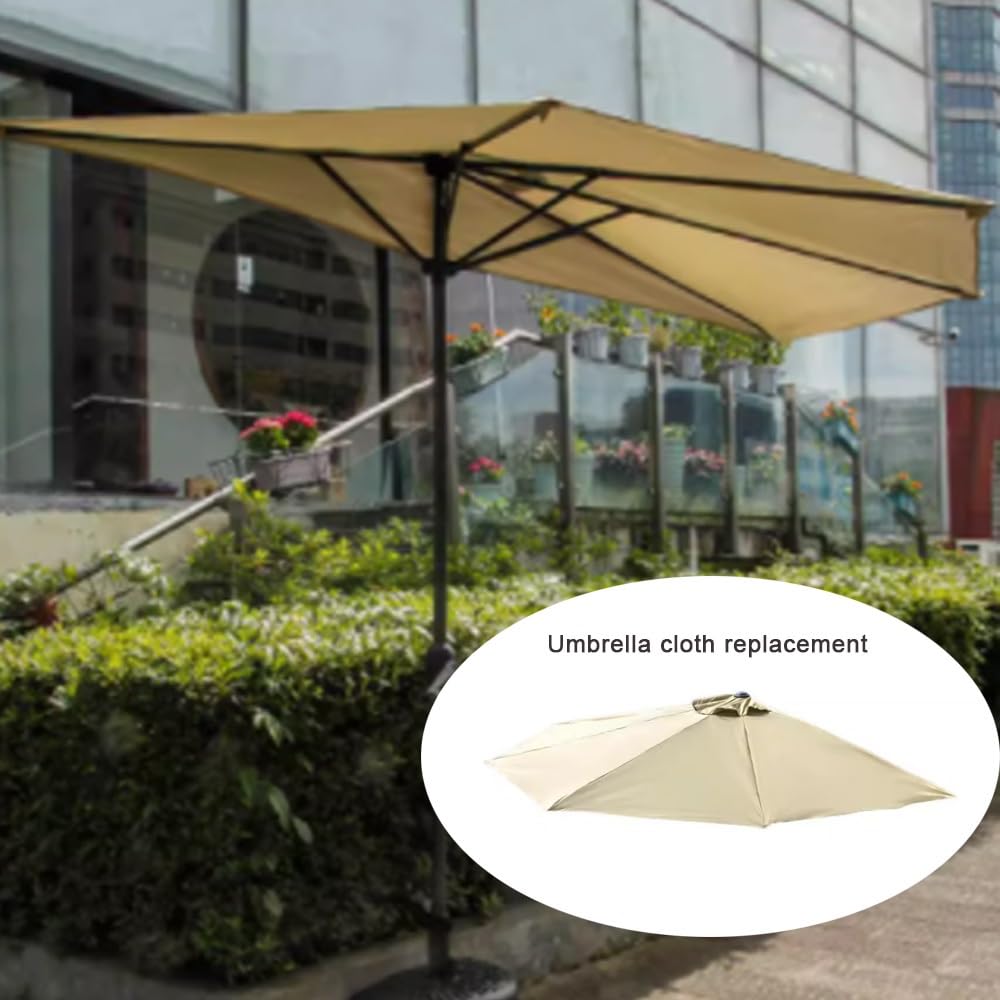 ZYXQQJ Telo di Ricambio per Ombrellone A Mezzaluna Tessuto per Ombrellone di Ricambio Semicircolare Telo in Tessuto per Patio Esterno ﻿(Beige