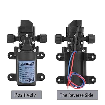 VerRich DC 12V Waterpomp 116PSI 8 Bar Membraanpomp Met Drukschakelaar 4L/Min 1GPM 3/8" 10mm Connector Met 2 Verstelbare Slangklemmen Voor Waterkranen, Camper, Caravan