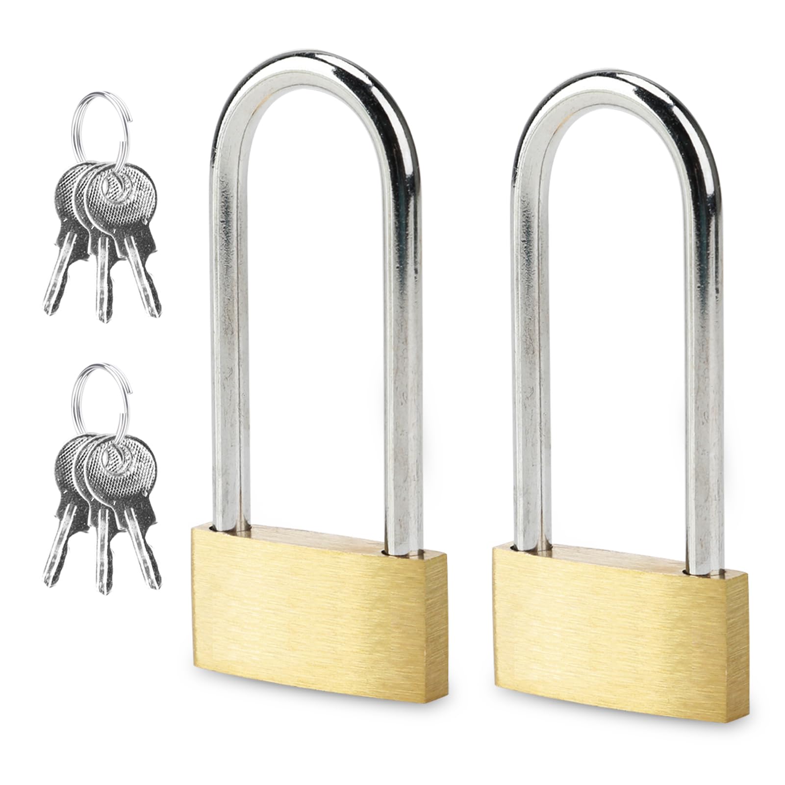 2 Pcs Long Shackle Padlock with Keys