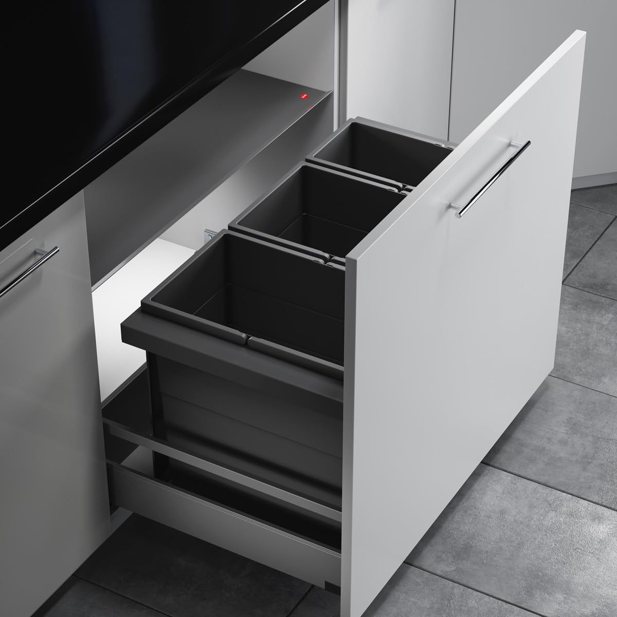 Hailo Abfallsammler Triple XL 800 | Mülltrennsystem Einbau 74 Liter | Küchenmülleimer Unterschrank Einsatz | dunkelgrau