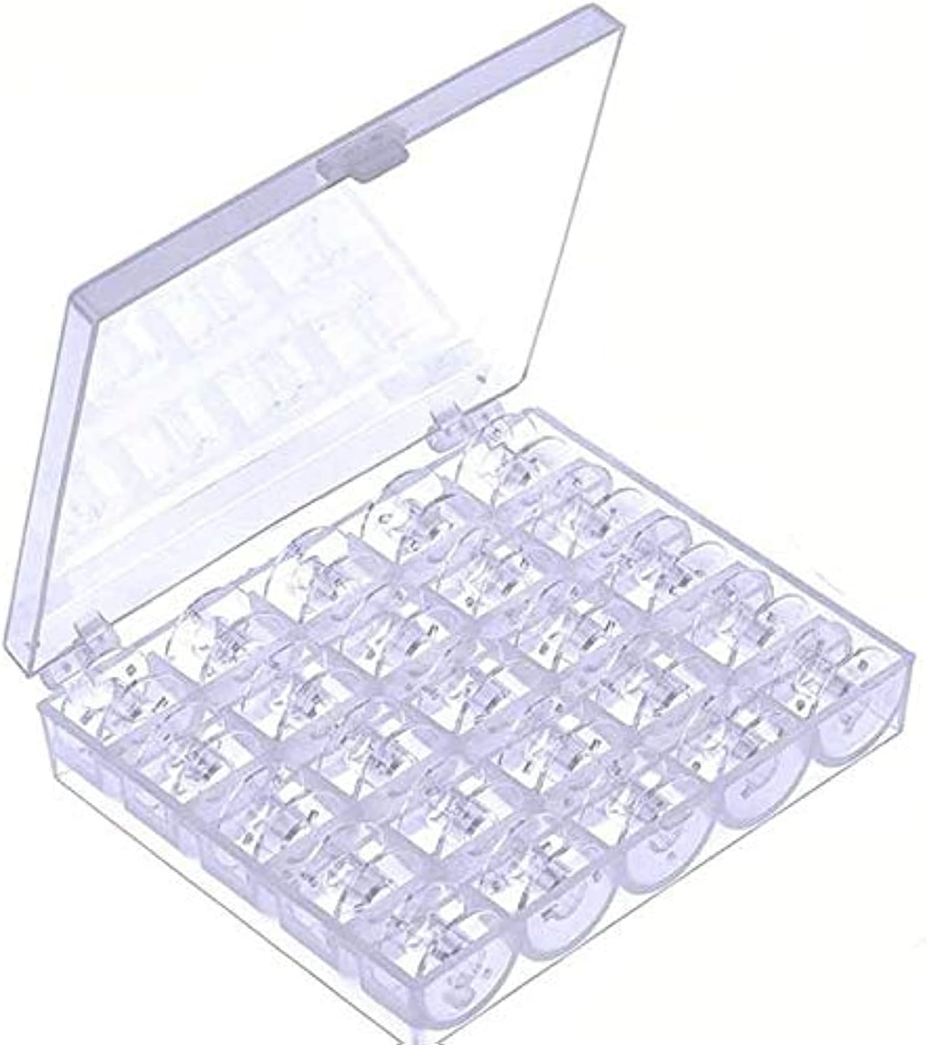 25Pcs/Set Empty Bobbins Sewing Machine Spools Clear Plastic Case Storage Box for Sewing Machine