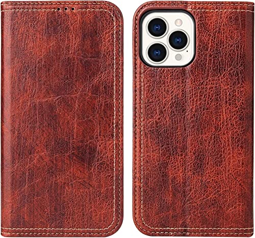 Housse en cuir PU premium pour iPhone 13 Pro avec coque silicone rouge