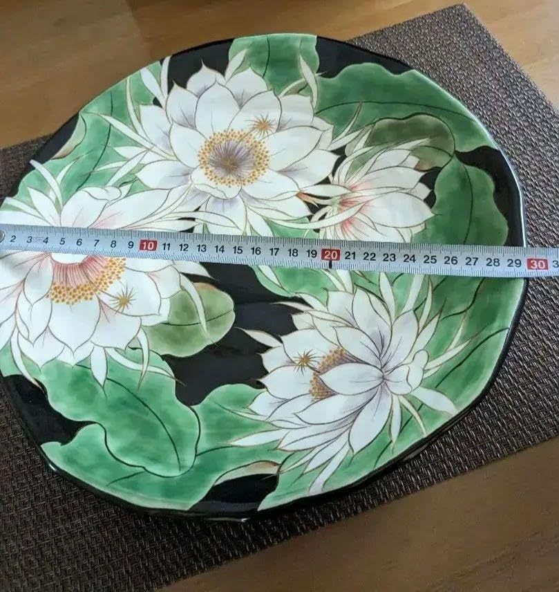 【未使用】清水焼　京焼　陶葊　陶あん　深皿　月下美人 京焼 清水焼 陶葊 陶あん 絵皿 飾り皿 高級食器 月下美人