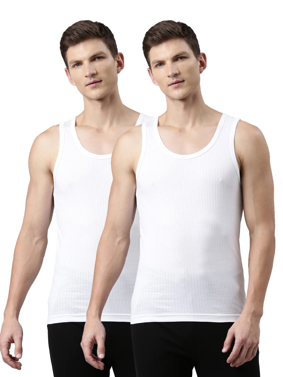 f a s o Men's Cotton Vests Pack of 2 White | Sleeveless Undershirts for Daily Comfort | Breathable & Soft Fabric-picture-57
