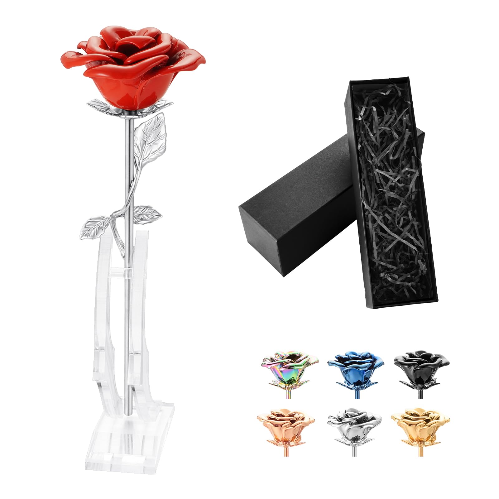 abooxiuRose Flower Keepsake Urn for Ashes Memorial Small Stainless Steel Urn Mini Cremation Urn Keepsake Rose for Sharing Human Ashes-Red