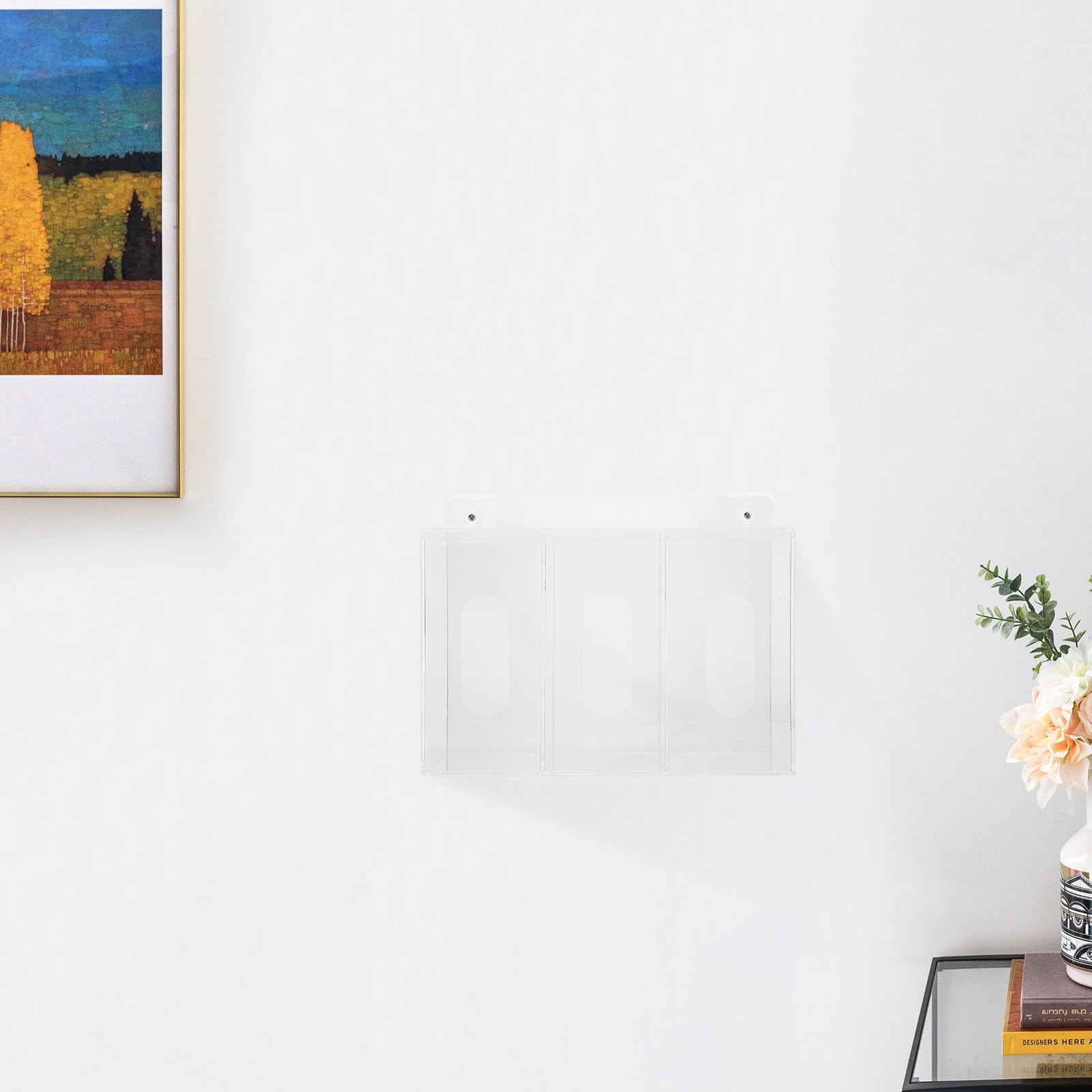 Gatuida Boîte Murale en Acrylique Transparente à 3 Compartiments pour Moufles et Masques Distributeur Mural Compact et Solide Support de Rangement pour Laboratoire et Espace
