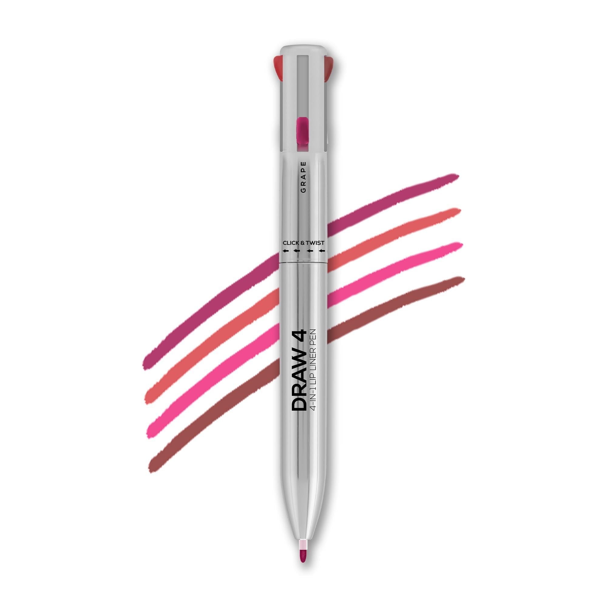 KIRA Draw 4-in-1 Lip Liner, Four Shades Pinks, Brown, Nude & Red in One Pen - Highly Pigmented, Rich Texture, Matte Finish, One-swipe Application & Travel-friendly For Women-picture-30