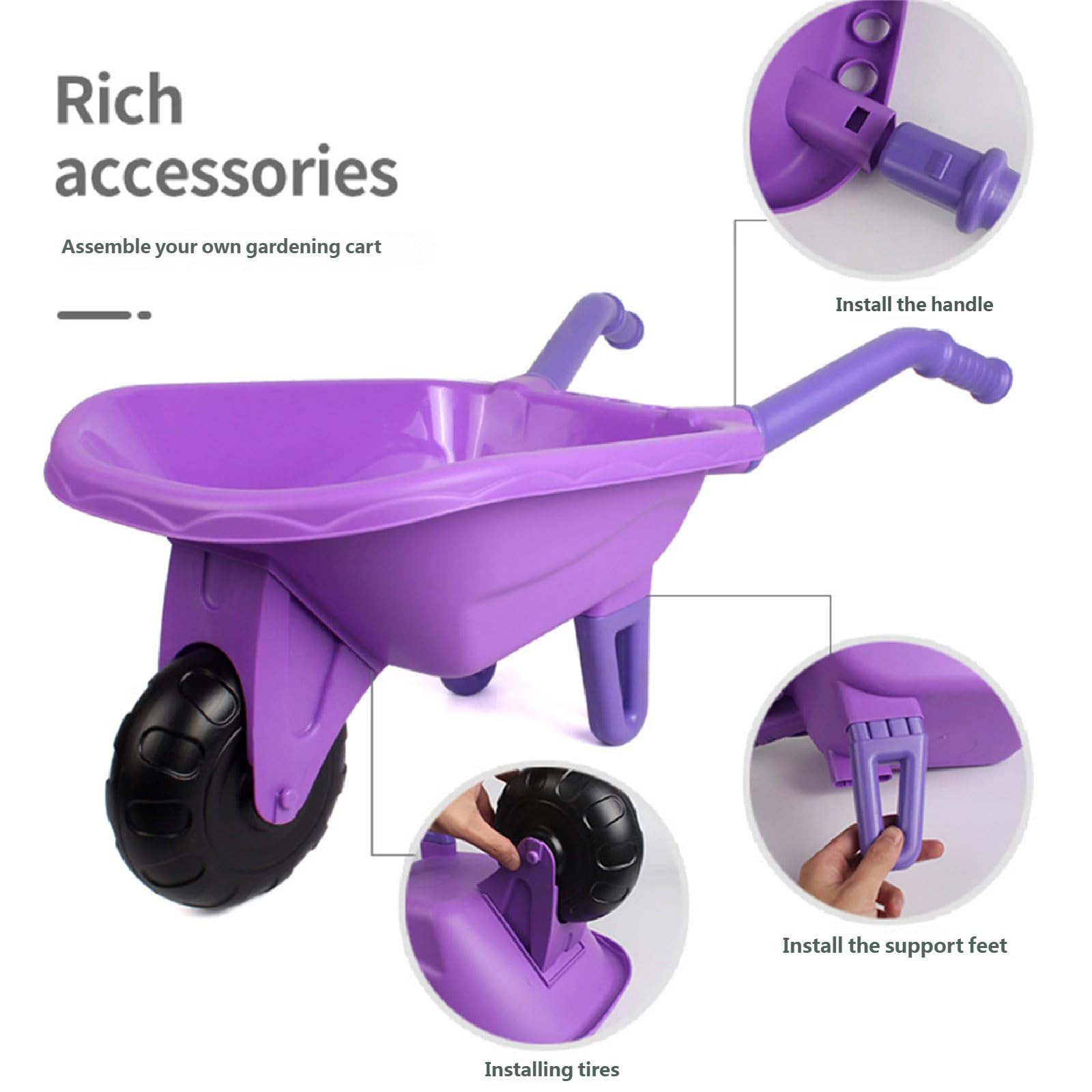 Ensemble de Jardinage pour pour Les Aventures Parc sur la Plage et à la Maison favorisant la créativité et Les Liens familiaux avec des râteaux, Un Chariot, Une Pelle et Un Ensemble de Jeu