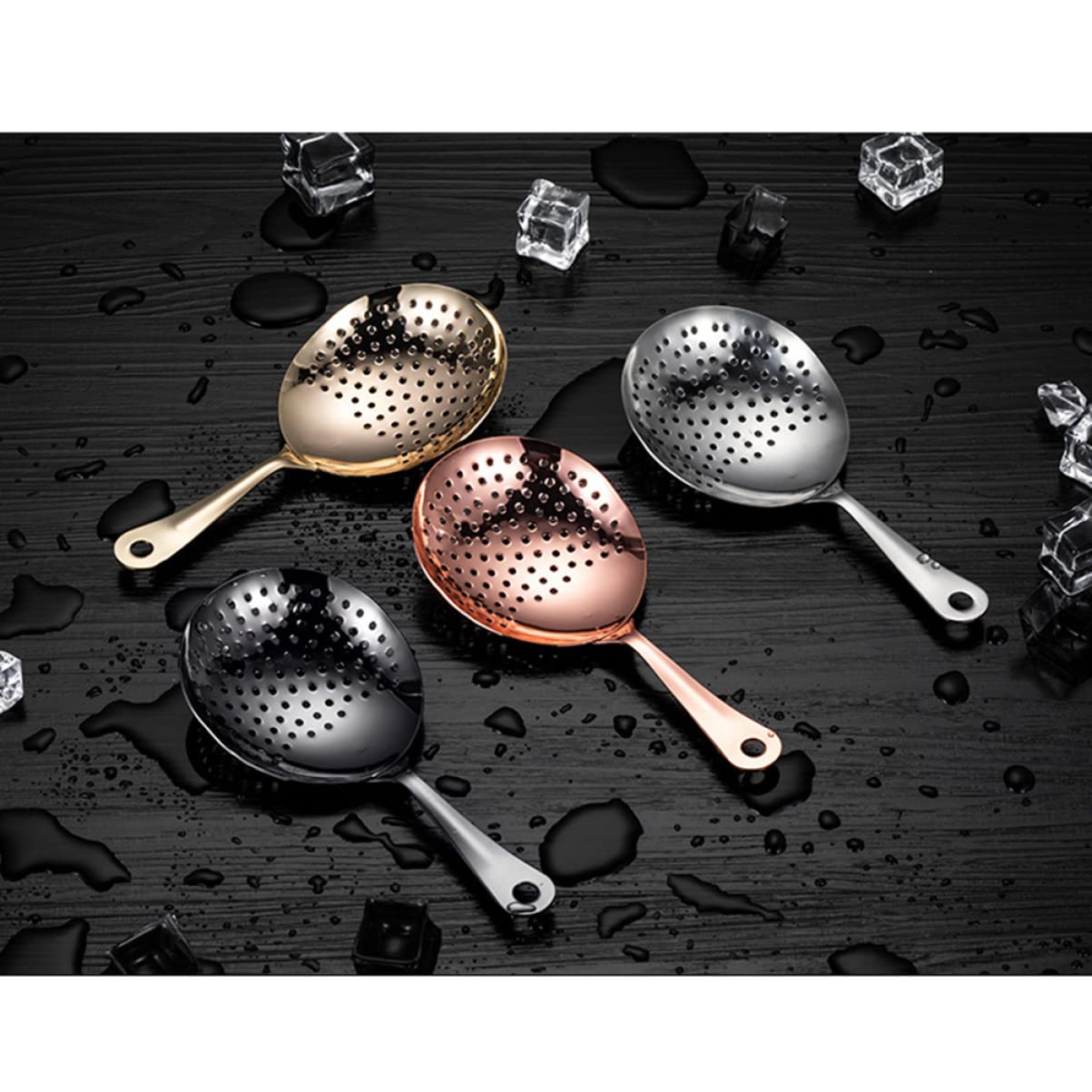 Unomor Cocktail Strainer Fine Filter Black Ice Strainer for Party Stainless Steel Cocktail Utensil