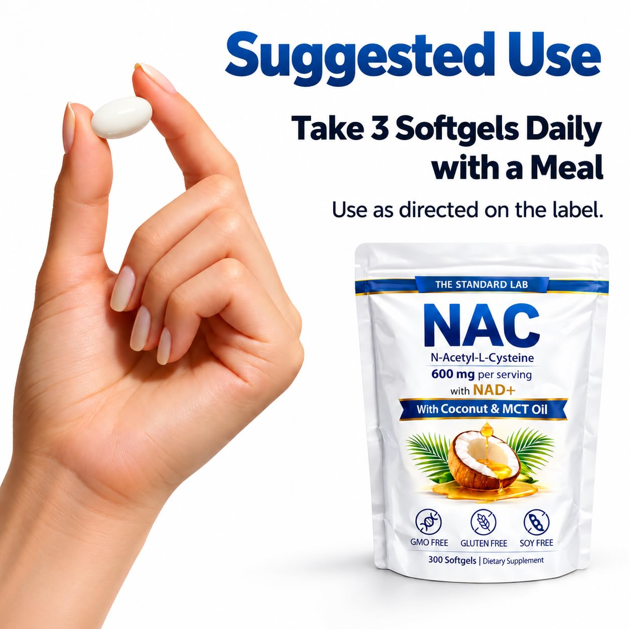 The Standard Lab NAC 600mg Daily Complex, 300 Softgels — Amazon image 3