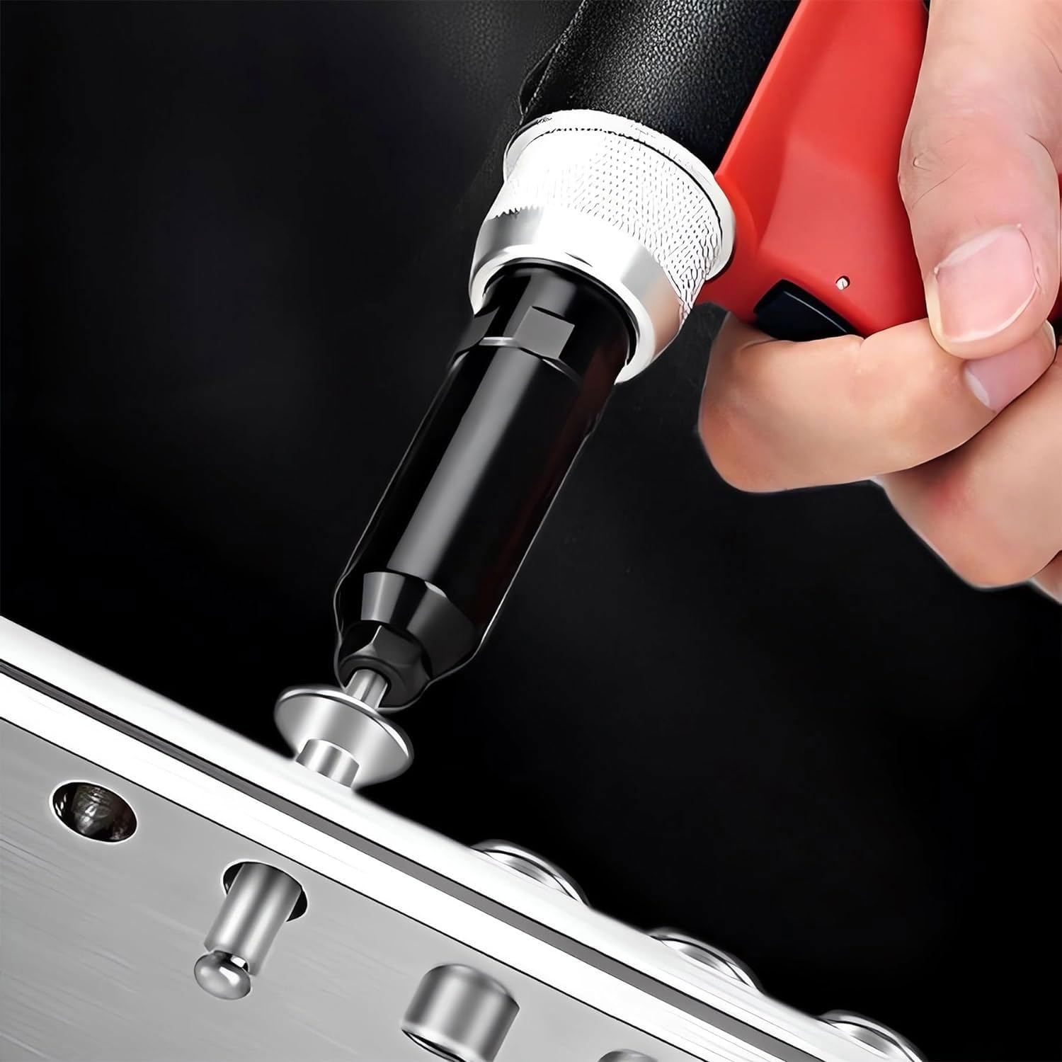 Kit di rivettatrice pneumatica, resistente, idraulica pneumatica, corsa da 20 mm, forza di trazione 2800 kg, set di utensili manuali professionali per rivettatrice per industria meccanica