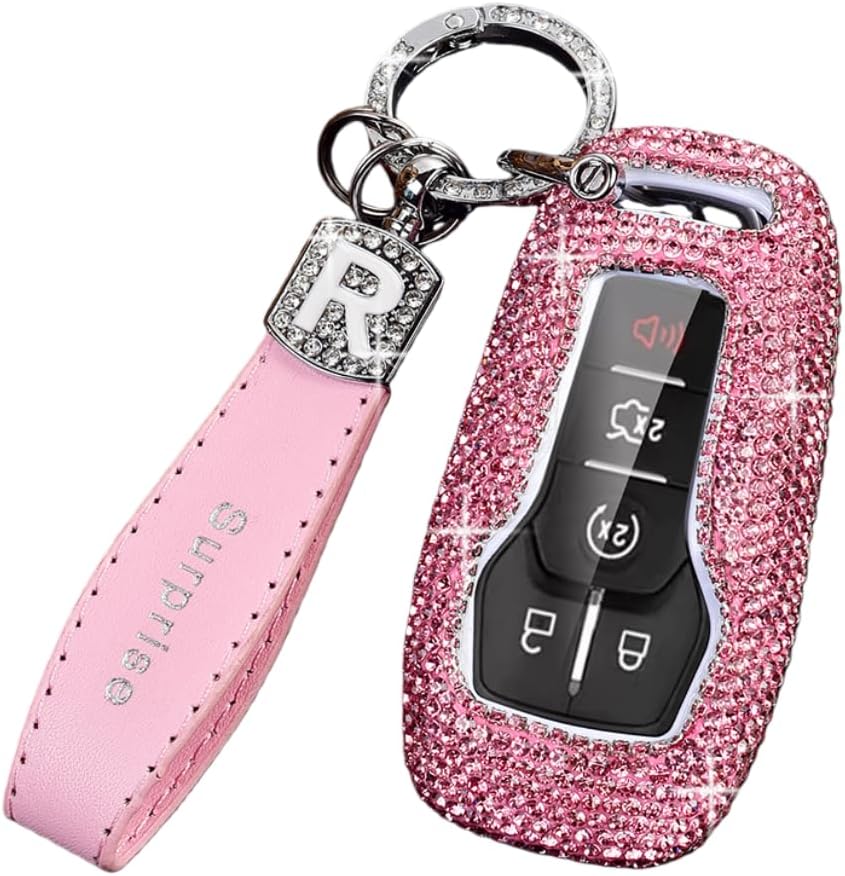 for Ford Key Fob Cover, Full Protection for Fusion, Mustang, F150, Edge, Explorer, Lincoln MKZ, MKC, MKX Smart Remote Keys (Black R Rope)
