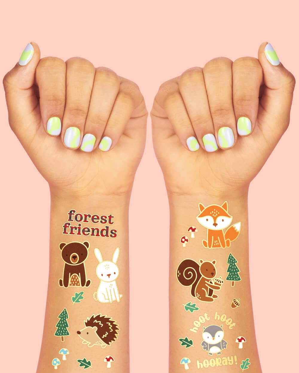 xo, Fetti Woodland Animal Temporary Tattoos - 42 Glitter Styles | Forest Friends Birthday Party Supplies, Deer Baby Shower, Bear Favors, Fox, Owl