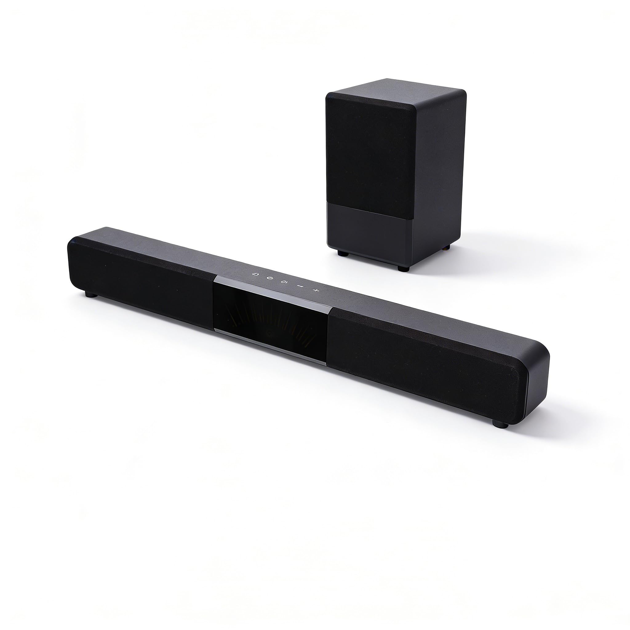 Dpofirs Listwa Dźwiękowa Bluetooth z Subwooferem, Wirtualny System Dźwięku Przestrzennego do Telewizora, HDMI(ARC)/optyczne/3,5 Mm AUX/USB/pilot/mikrofon (black)