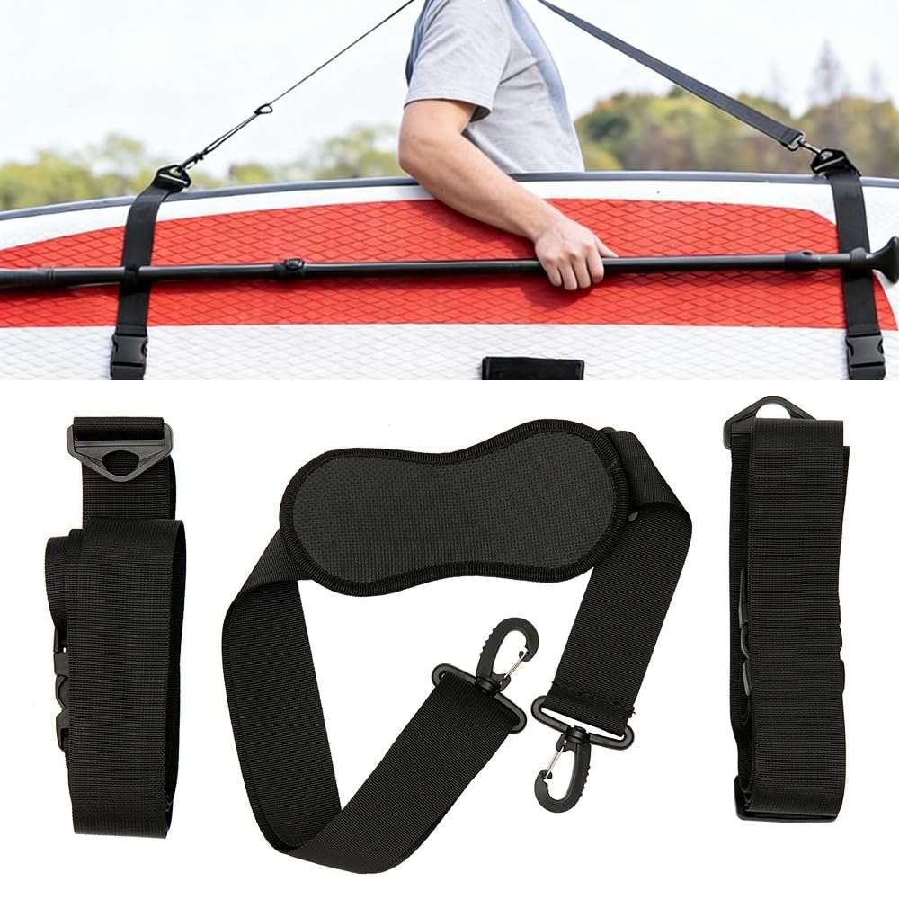 UMCHU 1 Piece Surfboard Shoulder Strap, Heavy Duty Paddleboard Shoulder Carry Strap, Adjustable Surfboard Carry, for Kayak, Paddle Board, Longboard, Surfboards (Black)
