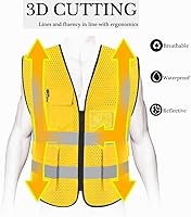 Vista 31 de HYCOPROT High Visibility Mesh Safety Reflective Vest with Pockets and Zipper, Meets ANSI/ISEA Standards