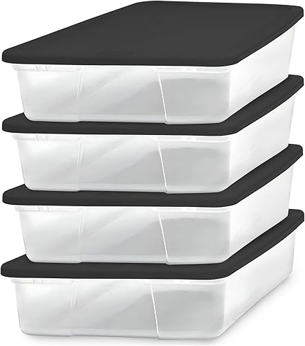 Miniatura 10 de HOMZ Snaplock - Contenedor de plástico transparente de 28 cuartos con tapa segura y asas para organización del hogar y la oficina, paquete de 4