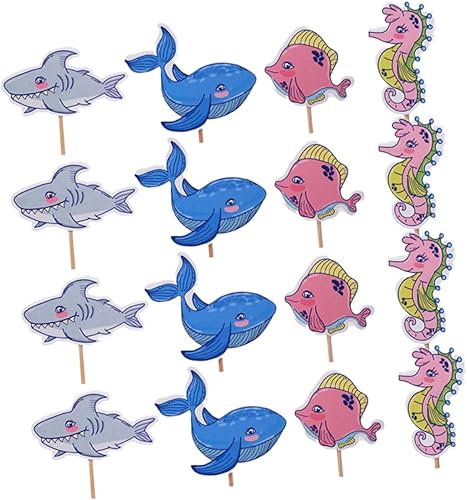 Miniatura 9 de Didiseaon 144 Pcs birthday cake adornment cupcake picks ornaments for kids cake decorating fish Dessert Stick Sea Animal food labels ocean series