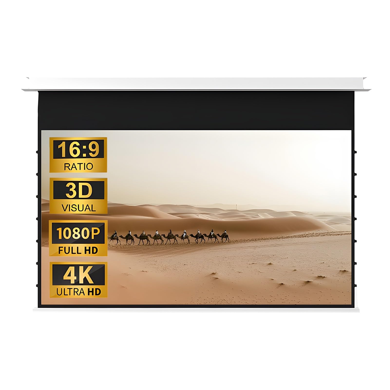 SOYDAN Schermo per Proiettore motorizzato a Scomparsa con Telecomando, Schermo cinematografico 16:9 4K HD Ultra, Telo Proiettore per Interni per Home Theater(84 inch)
