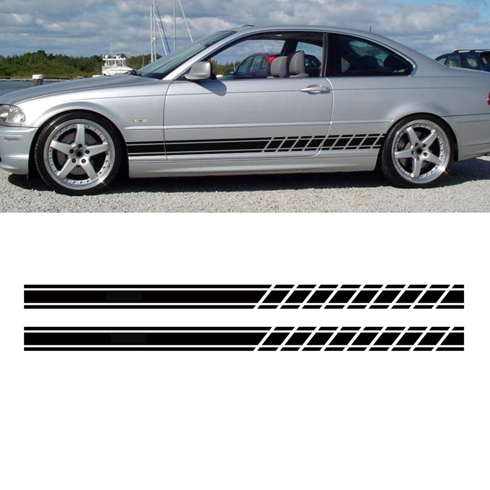 UNCLE LIAO Car Side Skirt For BMW E46 3 Series E30 E34 E36 E39 E60 E70 E87 E90 E91 E92 Auto Car Door Sticker Side Step Skirt.,White
