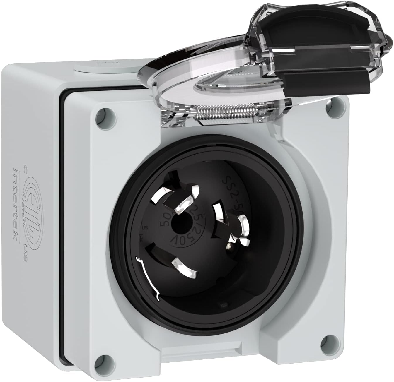 50Amp Power Inlet Box,NEMA SS2-50P 125/250Volt 12500W Inlet Generator Plug Outdoor dustproof and Weatherproof for Electric Vehicles, generators, Welding Machines, etc.ETL Listed.