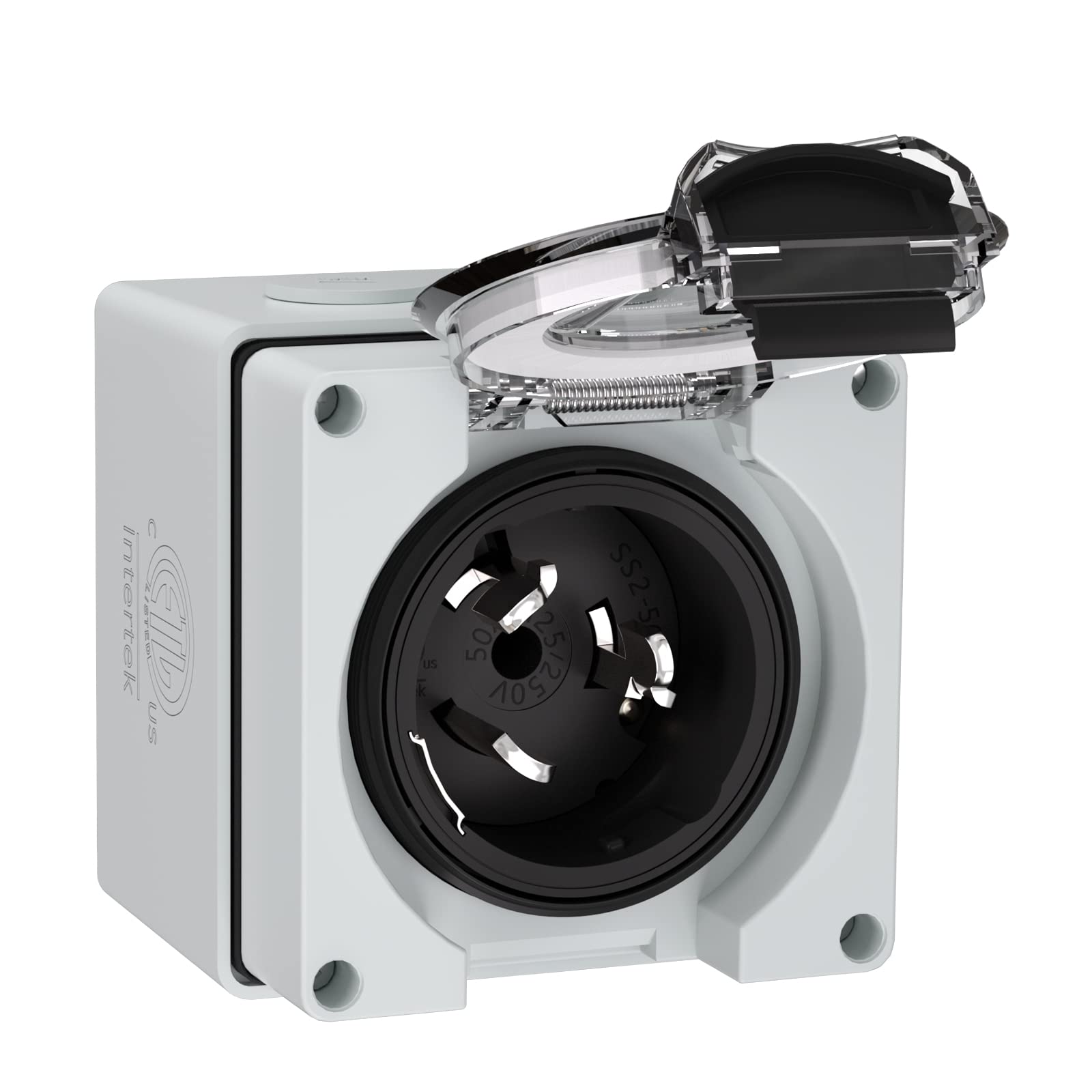 50Amp Power Inlet Box,NEMA SS2-50P 125/250Volt 12500W Inlet Generator Plug Outdoor dustproof and Weatherproof for Electric Vehicles, generators, Welding Machines, etc.ETL Listed.