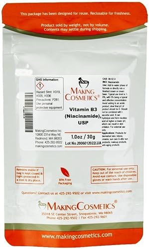 MakingCosmetics - Vitamina B3 en polvo, grado USP - 1.0 oz  30 g - Ingrediente cosmético