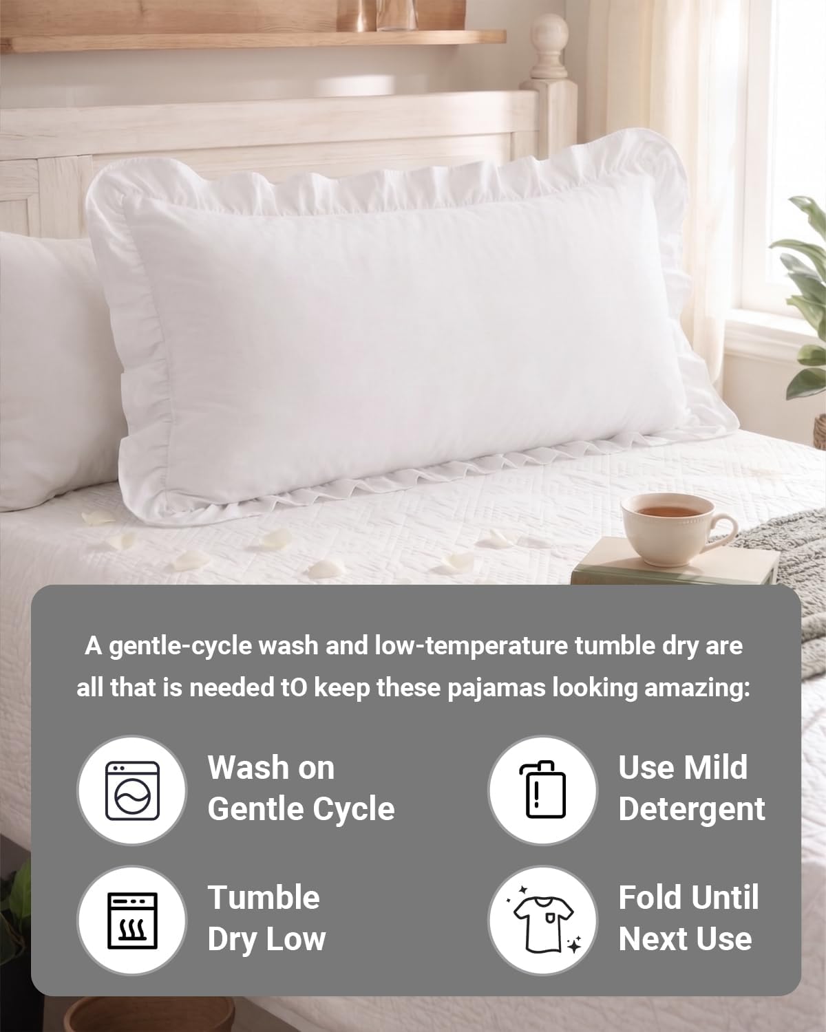 1 Pack Ruffled Gingham Pillow Covers, Body Size, White