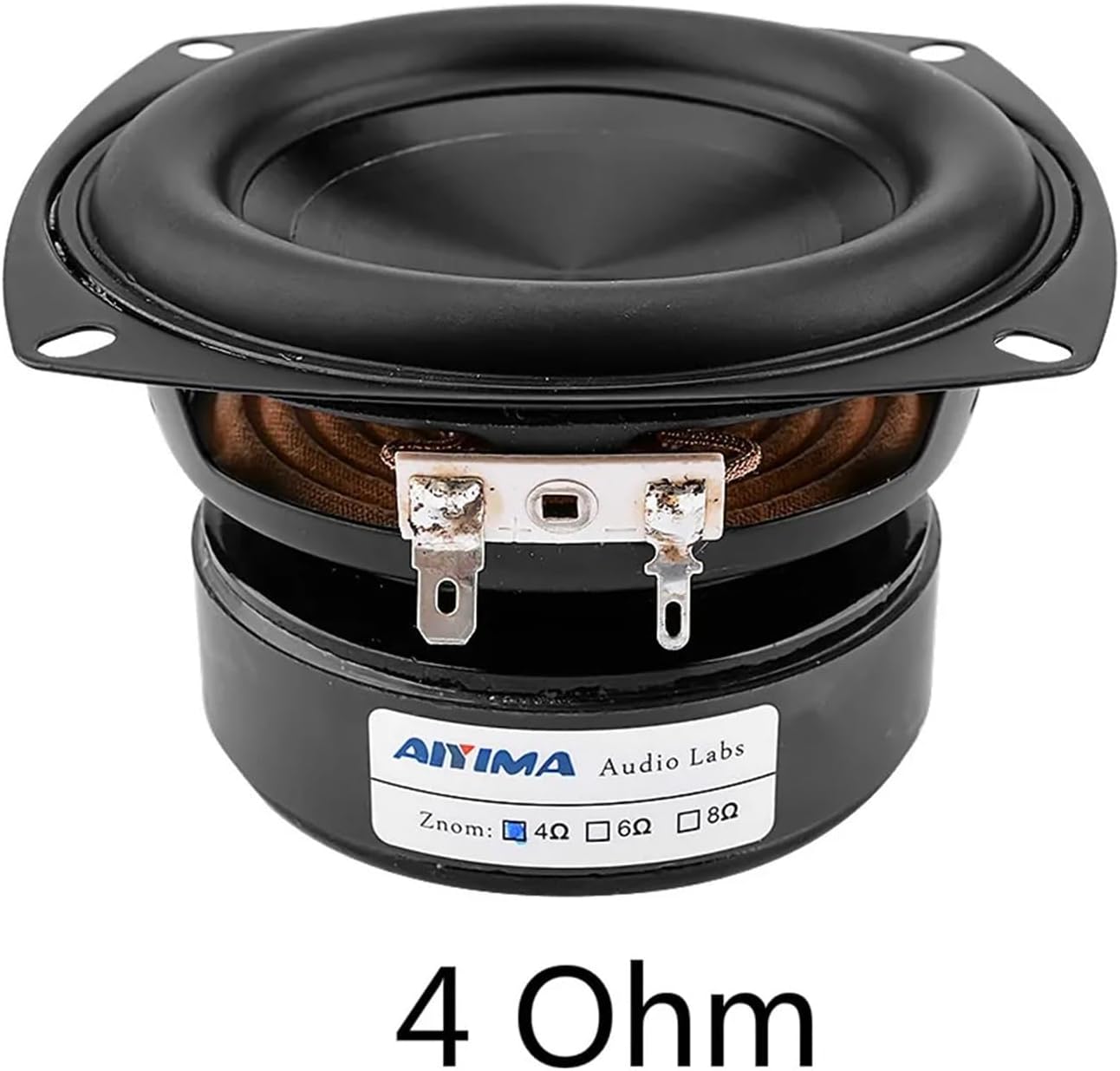 1Pc 4 Inch Woofer Audio Speaker Driver 4 8 Ohm 100W Bass HiFi Sound Music Waterproof Subwoofer Speaker DIY Home Theater(Square 4 Ohm Speaker)