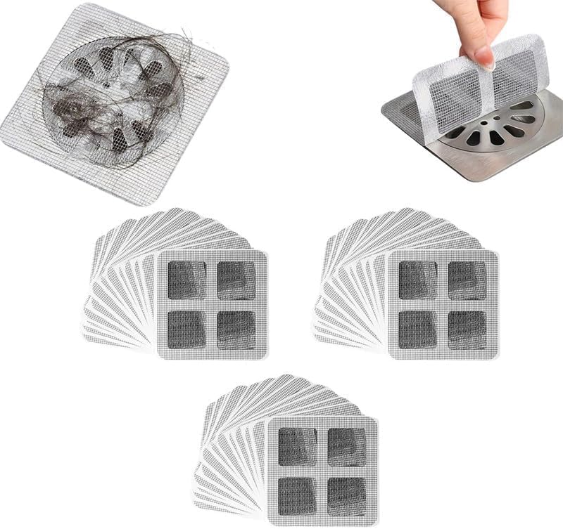 Adhesivos desechables para drenaje de cabello, cubierta de drenaje de ducha desechable, protector de drenaje de ducha de baño, calcomanías de malla