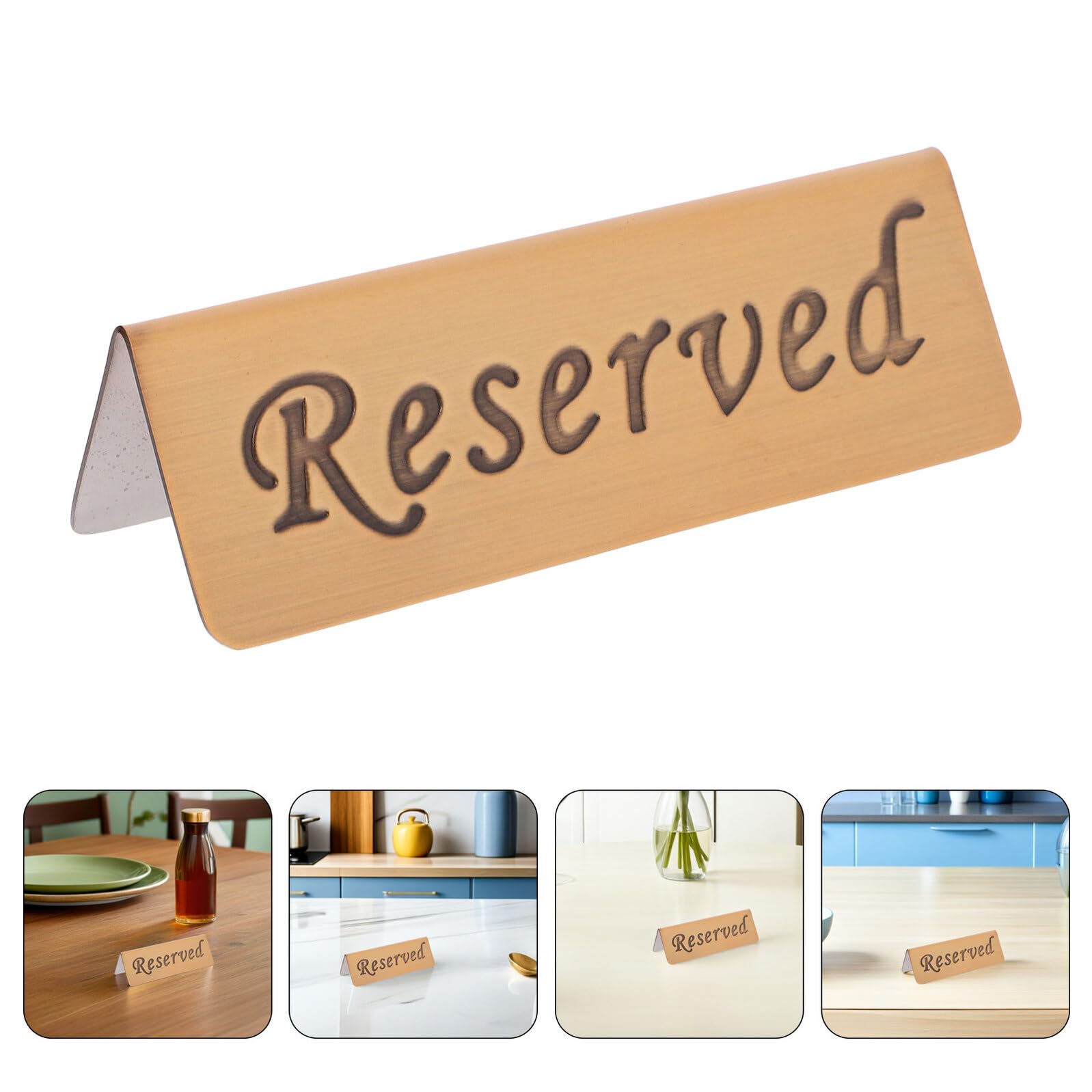 Healeved Letreros de Mesas Reservadas de Acero Inoxidable 2 Piezas Doble Cara Tamaño Mediano Color Plateado para Restaurantes y Bodas Señalización Portátil y Visible para Reservación
