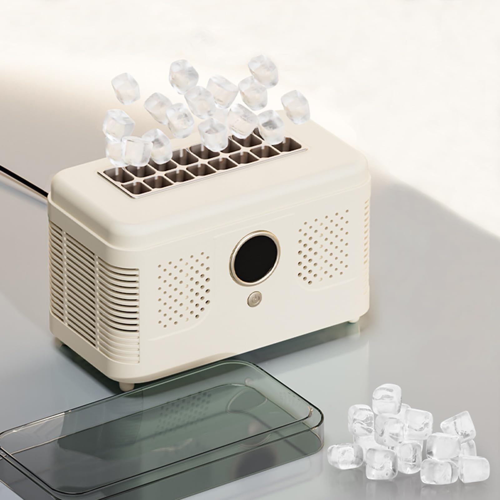 Genérico Máquina for Hacer Hielo portátil, Mini máquina for Hacer Hielo portátil for encimera, Máquina for Hacer Hielo rápida de 20 Minutos, Encimera for fabricar Hielo(White,16 Squares)