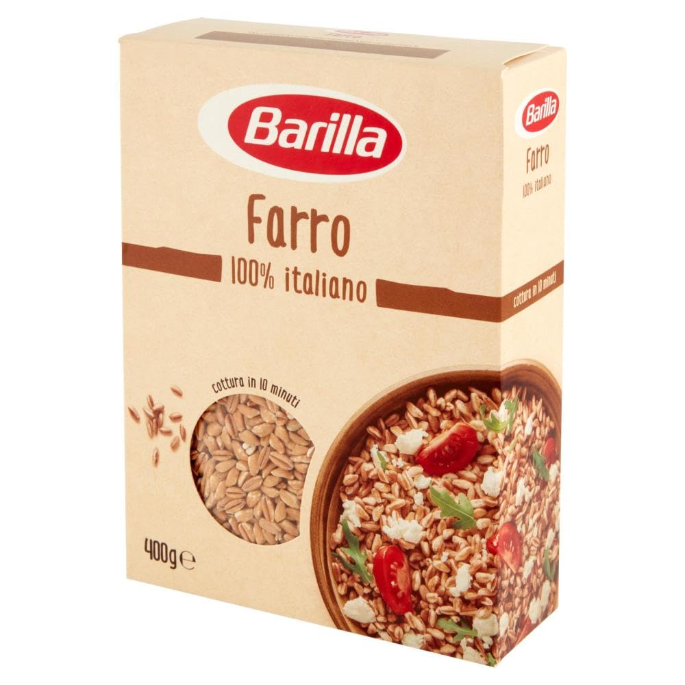 Italian Gourmet Farro cereale 100% Italiano Korn für Salate Bowls 12 x 400g | Chicchi perlati dal gusto rustico, ballaststoffreich, schnell gekocht, Gesamtnettogewicht 4,8 kg + Kostenlos Polpa 400g