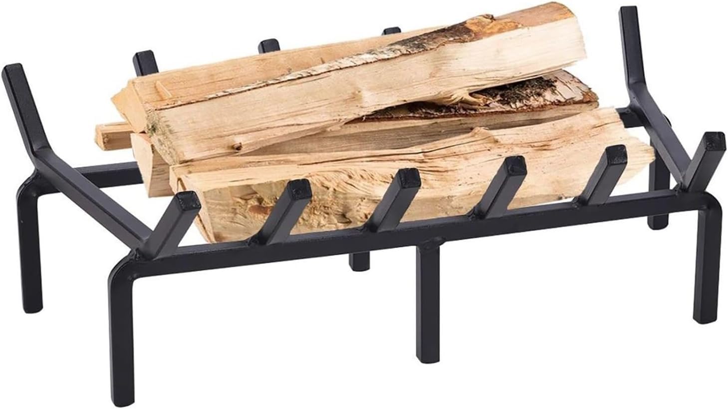 Rejilla de chimenea resistente para leña, soporte para estufa de leña para hoguera interior y exterior, construcción de hierro duradero