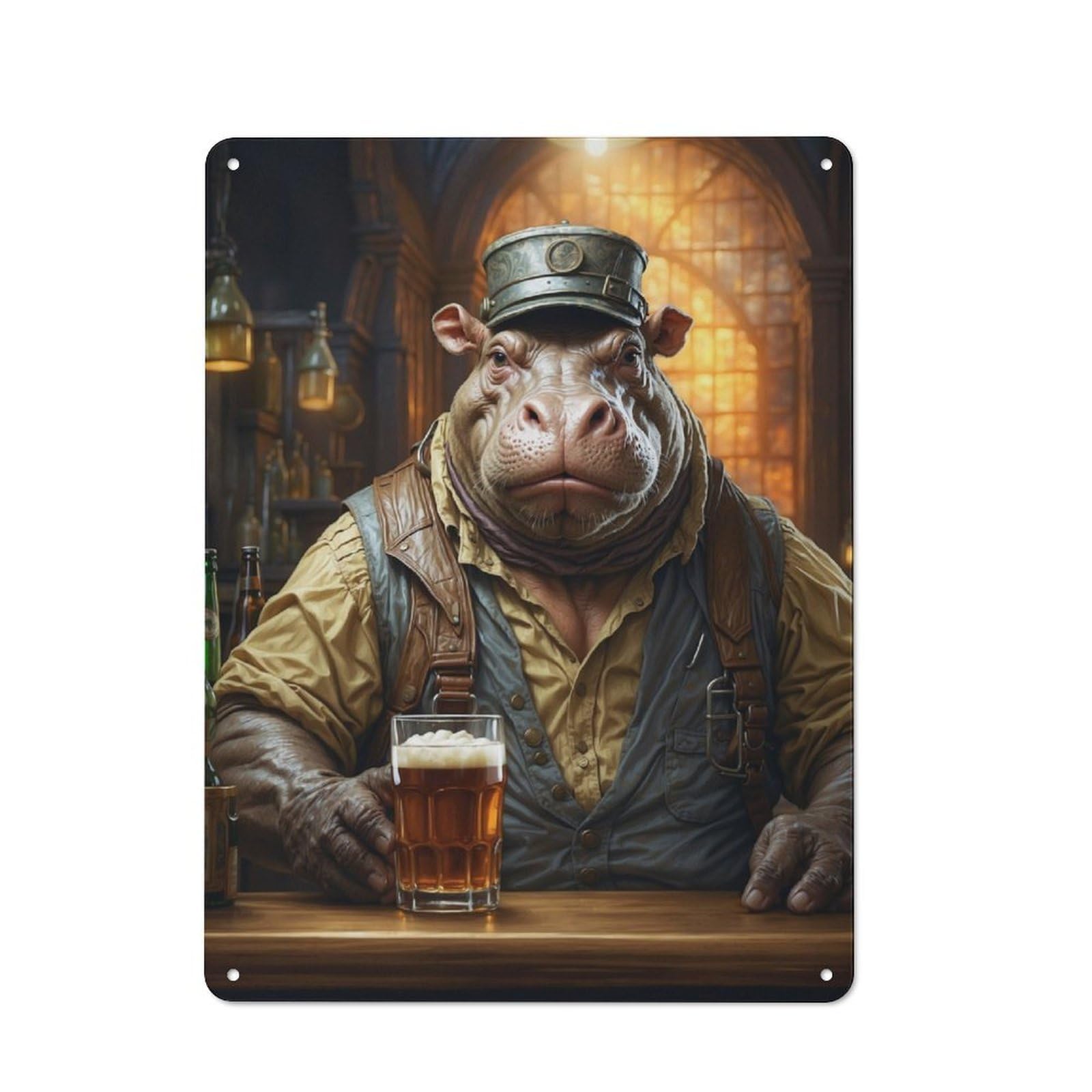 Everyday Steampunk Craft Beer Hippo Metal Gift Sign 40x30cm, Room Wall Plaque for Home, Shop, Pub Or Studio Wall