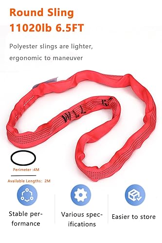 Miniatura 2 de Eslinga redonda de 11020 libras, 6.5 pies, correa de poliéster sin fin para elevación, para objetos resistentes, eslinga de elevación de poliéster