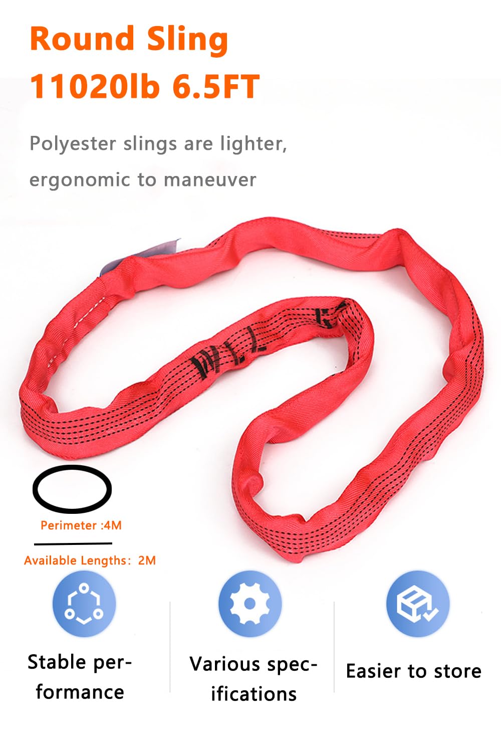 Heavy Duty Round Sling - 6.5FT, 11020Lbs -2 Heavy Duty Round Sling - 6.5FT, 11020Lbs -2