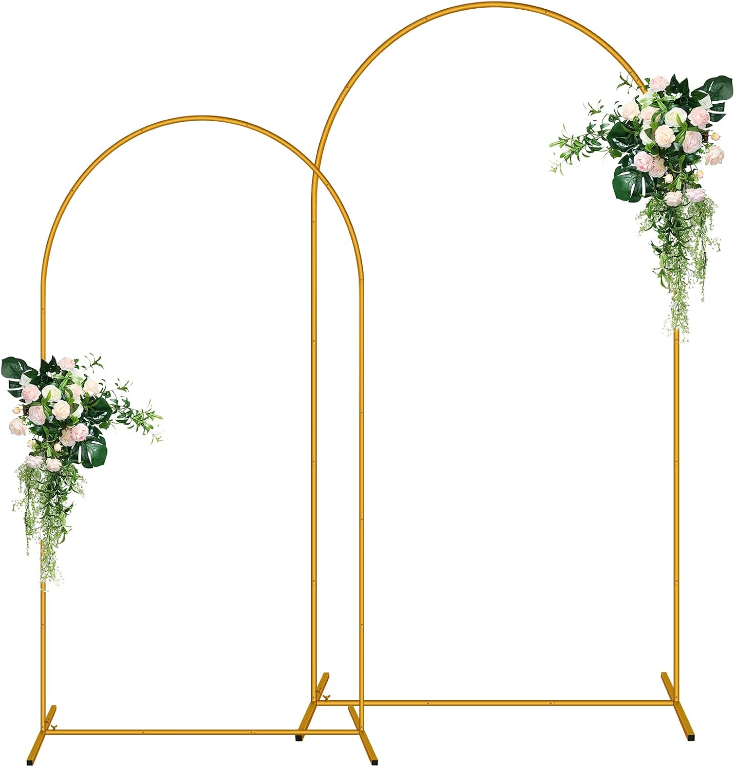 2 Pack Arch Backdrop Stand (7.2FT/6FT), Metal Backdrop Arch Stand, Decoration Balloon Arch Stand, Gold Wedding Arch Stand for Party Backdrop Gold-(7.2FT/6FT) 7.2FT/6FT