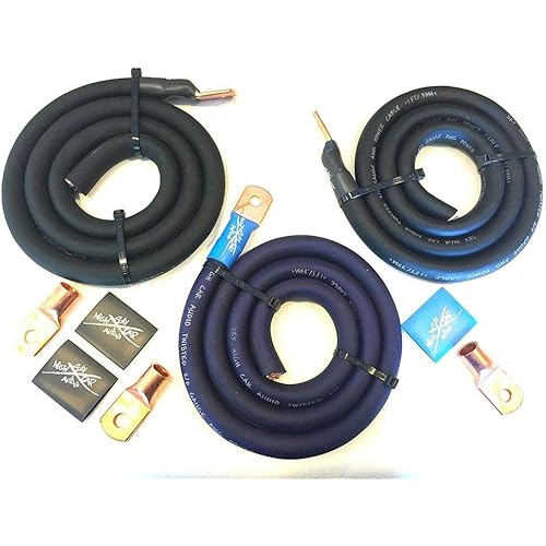 Sky High Oversized 1/0 Gauge OFC AWG Big 3 Upgrade Blue/Black Electrical Wiring