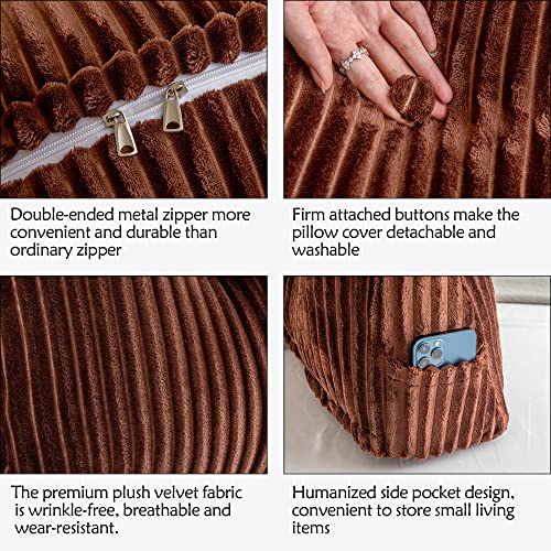 Activance Large Triangular Headboard Wedge Bed Rest Reading Pillow Backrest Positioning Support Bolster Cushion With Removable Cover (Brown, King: 76X8X20 Inches) #TOP5