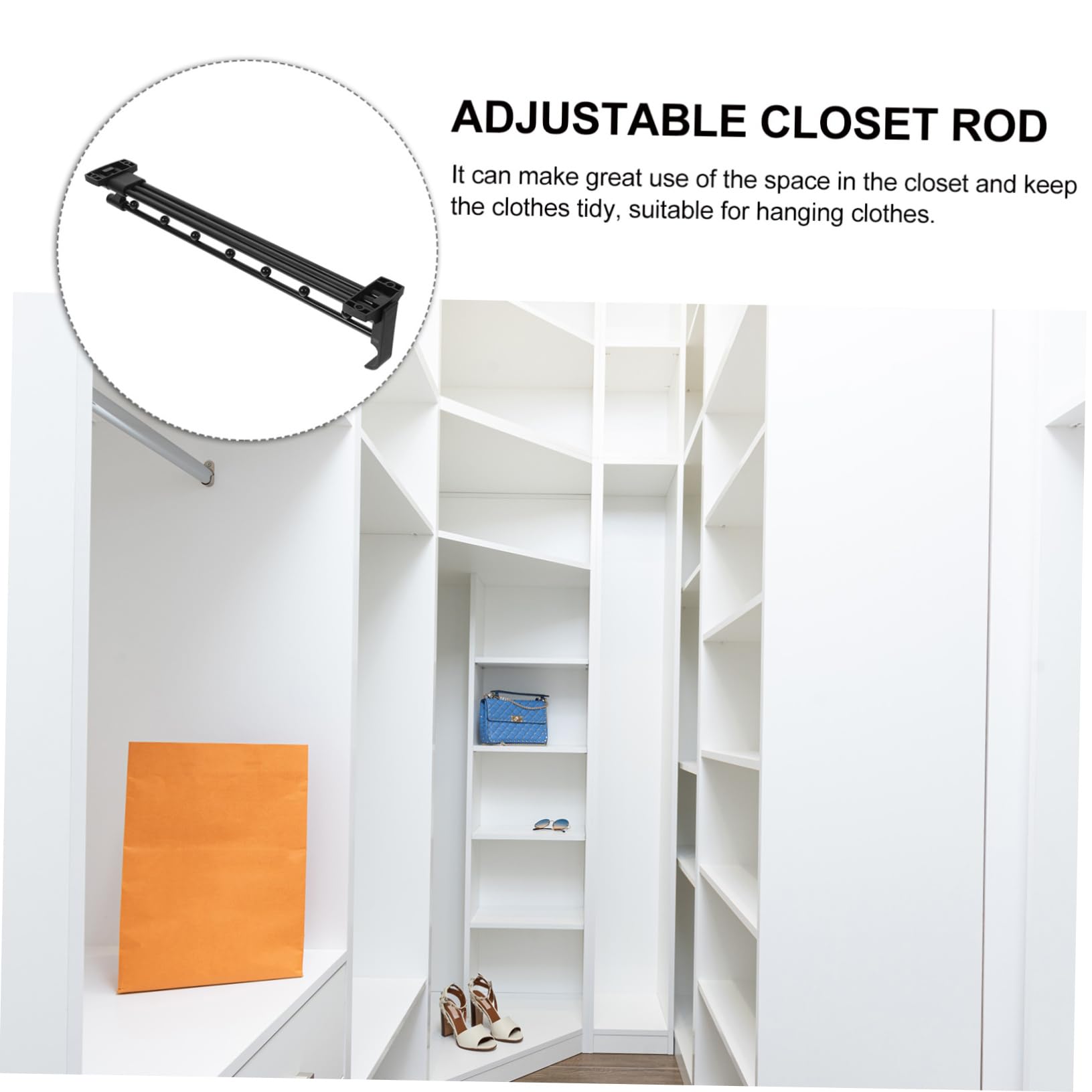 ABOOFAN Tringle à Vêtements Rallonge de Penderie Porte-pantalons Barre Coulissante Accessoires pour Suspension de Vêtements