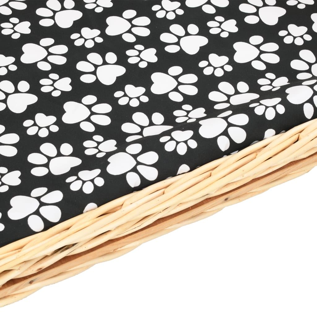 Cuccia per cani realizzata a mano con cuscino, 90 x 54 x 35 cm, in vimini naturale, rimovibile, per un riposo tranquillo, antiscivolo, per interni e viaggi