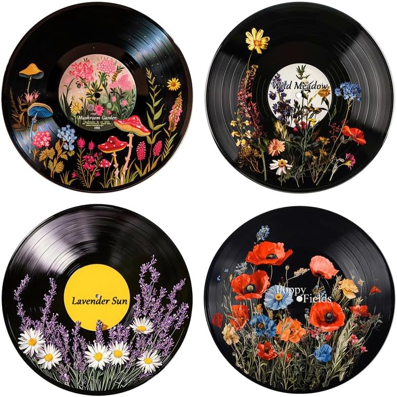 Bimkole Decoración hippie, discos estéticos de pared, adorno vintage, carteles para estética de habitación, tema de grabación para dormitorio, sala