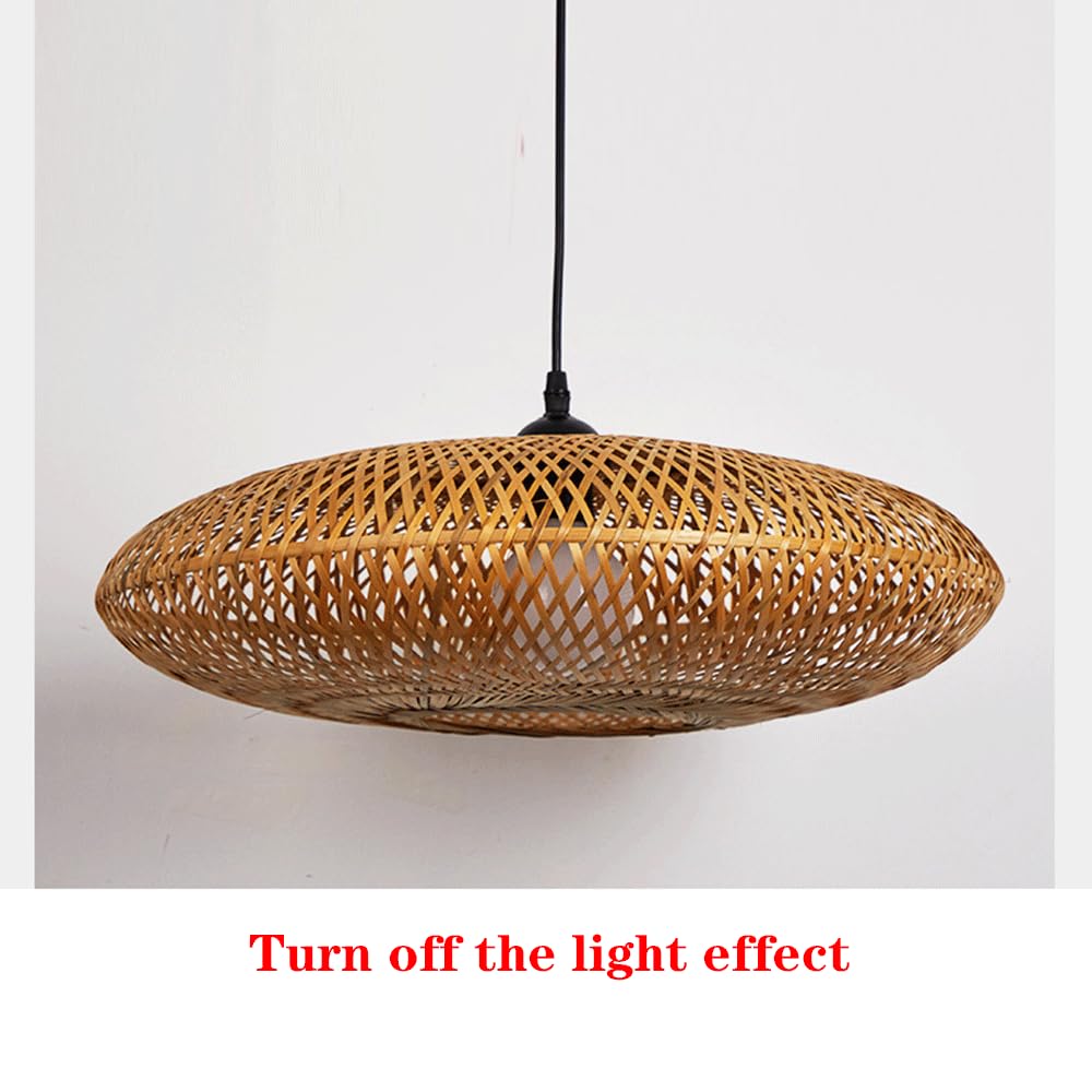 Kreatywna Lampa Wisząca Z Kopułą Z Bambusa Klasyczna Lampa Wisząca Z Wikliny Przemysłowy Żyrandol Tkany Ręcznie Pusty, Ręcznie Tkany Klosz Do Lampy Sufitowej Z Wikliny Do Korytarza,I